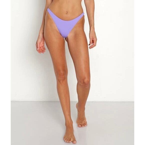 L*Space Camacho Amethyst Purple Ribbed Bikini Swimsuit Bottoms Size Medium - Picture 2 of 8